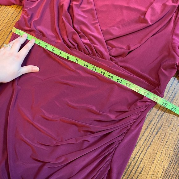 Lauren Ralph Lauren Flutter-Sleeve Dress Stretch in Exotic Ruby Size 16W - Picture 8 of 16
